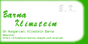 barna klimstein business card